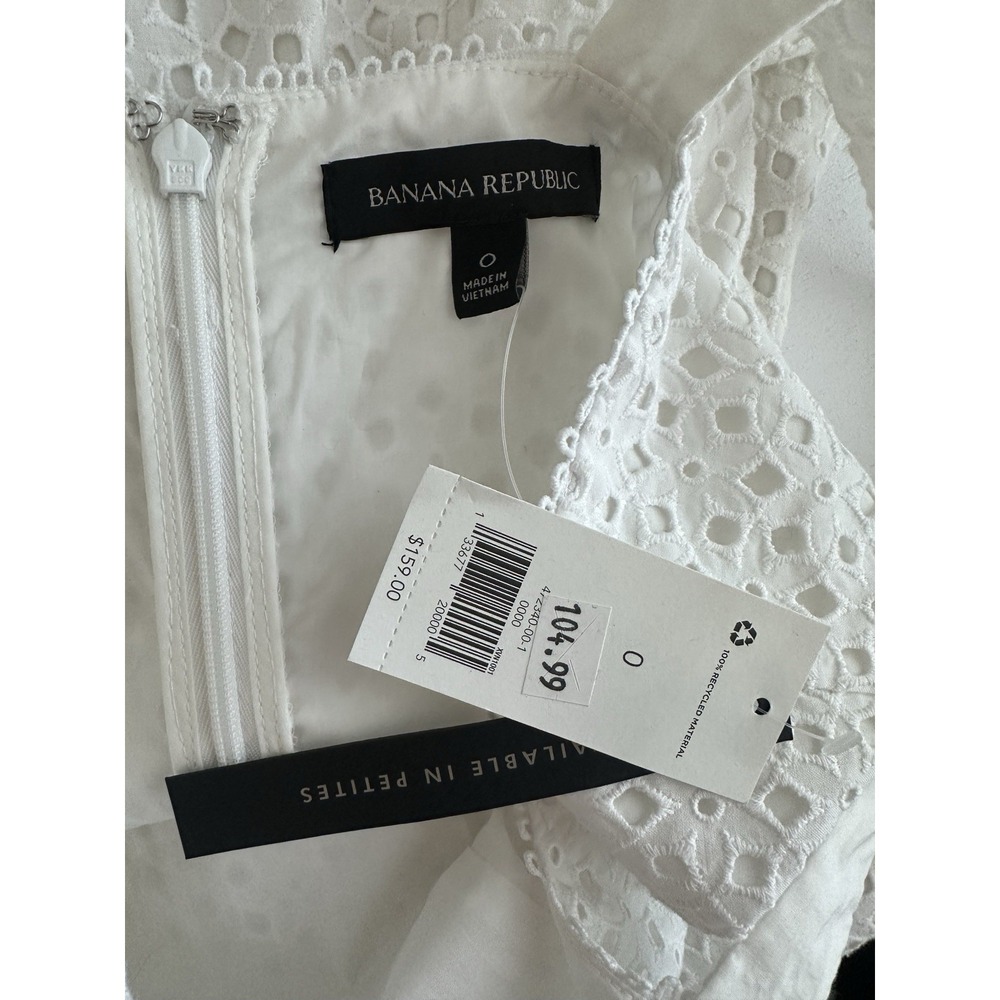 NWT! Women's White, Cropped Wide Leg Eyelet Jumpsuit Banana Republic Sz: 0 (b44) - Picture 7 of 7